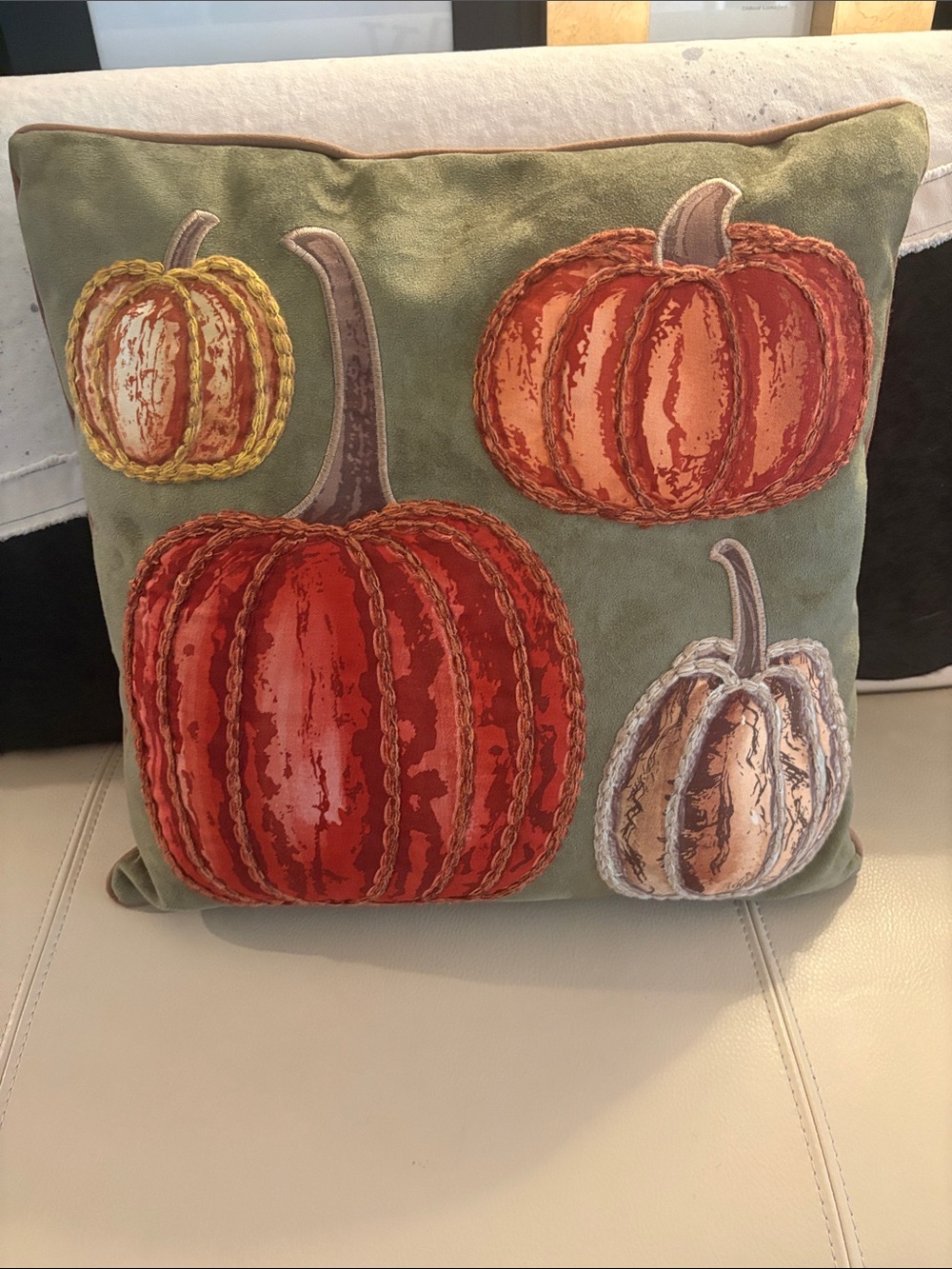 Autumn Pumpkins Decorative Throw Pillow - Green